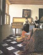 Jan Vermeer A Lady at the Virginals with a Gentleman (mk25) Spain oil painting artist